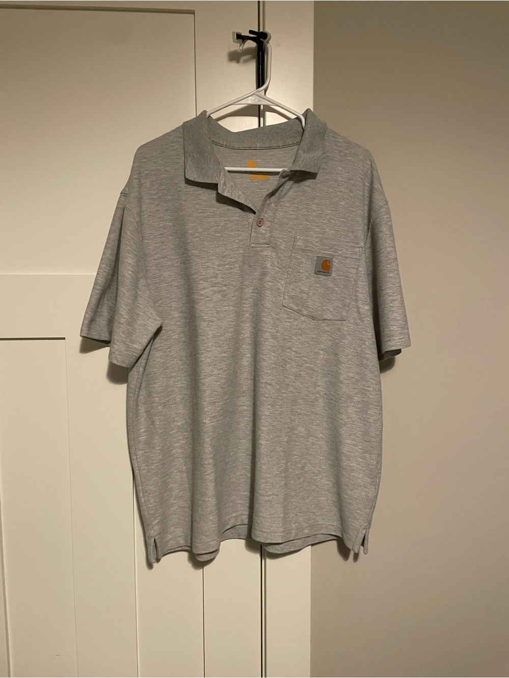 Carhartt Light Gray Short-Sleeve Polo with Chest Pocket